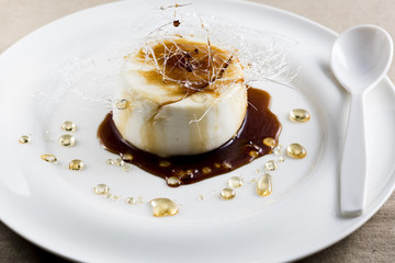 closeup of a delicious Creme caramel with caramel topping