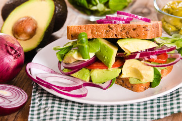 Veggie toast with avocado. 