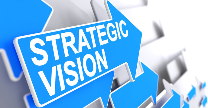 Strategic Vision - Label on the Blue Pointer. 3D.