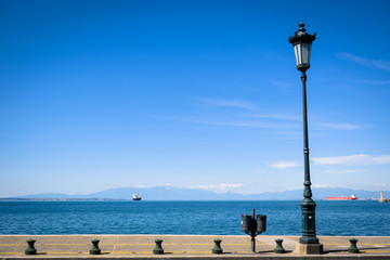 lamppost by seaside 