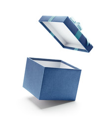 Blue open gift box isolated on white background - Clipping path included