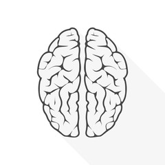 Brain icon symbol - vector Illustration with long shadow