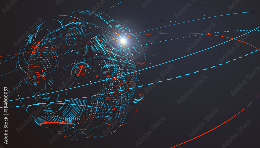 Aufkleber futuristic globalization interface, a sense of science and technology abstract graphics.