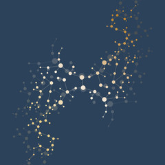 Structure molecule and communication. Dna, atom, neurons. Scientific concept for your design. Connected lines with dots. Medical, technology, chemistry, science background. Vector illustration.