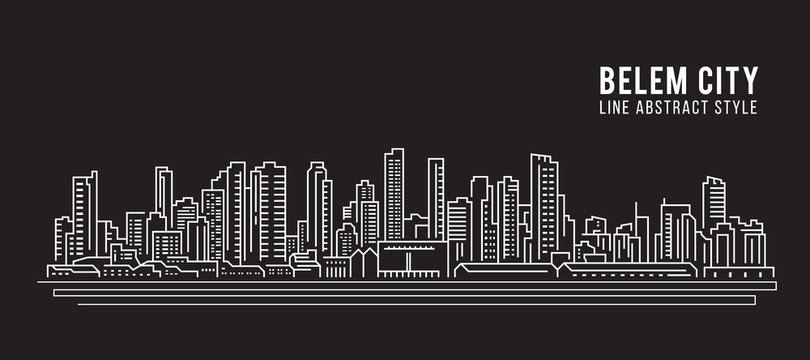 Cityscape Building Line art Vector Illustration design - Belem city