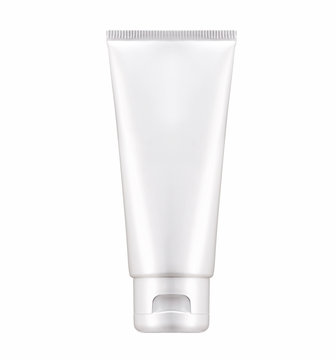 Blank White cosmetic tube pack Of Cream Or Gel with clip path