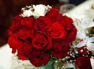 wedding bouquet of red roses