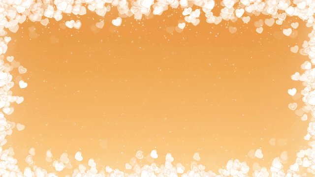 Abstract saint valentines day gold background. Computer generated seamless loop video frame with flying hearts.