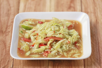 cucumber salad of somtum in Thai food.