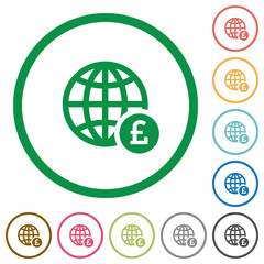 Online Pound payment flat icons with outlines