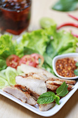 Roasted pork of Thai foods style.