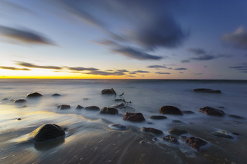 Fototapeta na wymiar sea landscape, stormy evening at the seaside