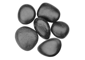 Black spa stones isolated on white