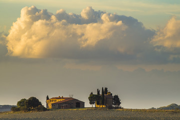 storm passing over the valley in Tuscany