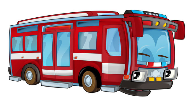 Cartoon transportation firetruck - illustration for children