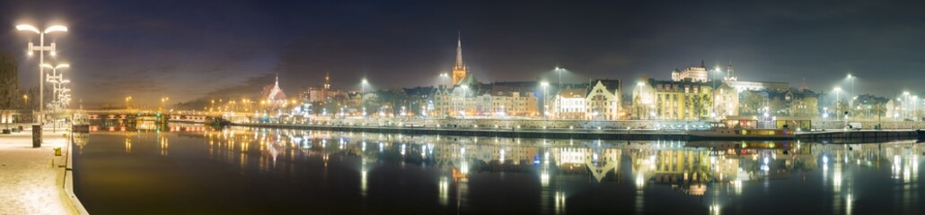 Fototapeta na wymiar Night panorama of Old Town in Szczecin (Stettin) City,Poland