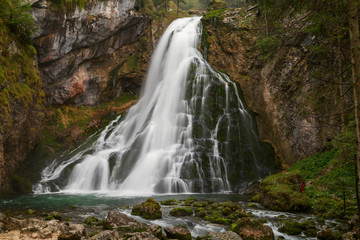 Fototapeta premium Beautiful Golling waterfall and near Golling and Salzach medieva