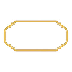 Gold frame. Beautiful simple golden design. Vintage style decorative border, isolated on white background. Deco elegant art object. Empty copy space decoration, photo, banner. Vector illustration.