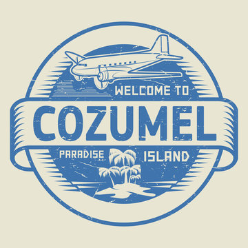 Stamp with the text Welcome to Cozumel, Paradise island