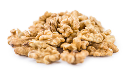 Portion of Walnut kernels isolated on white