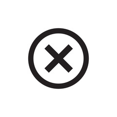 Obraz premium Cross sign black element. Gray X icon isolated on white background. Simple mark graphic design. Round button for vote, decision, web. Symbol of error, check, wrong or stop, failed. Vector illustration