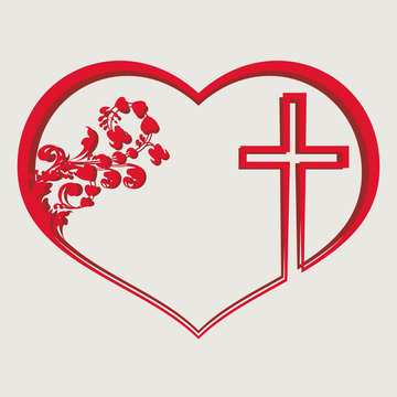 Silhouette of heart with a cross