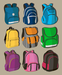 Colored school backpacks set