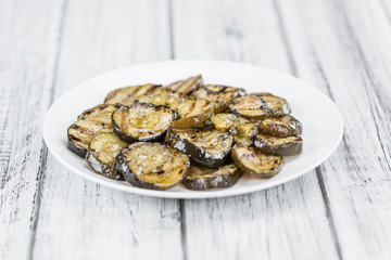 Antipasti (Grilled Zucchinis) (selective focus, close-up shot)