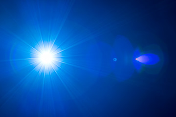 The blue light with flare and beam ray