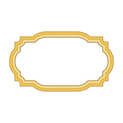 Fototapeta premium Gold frame. Beautiful simple golden design. Vintage style decorative border, isolated on white background. Deco elegant object. Empty copy space for decoration, photo, banner. Vector illustration