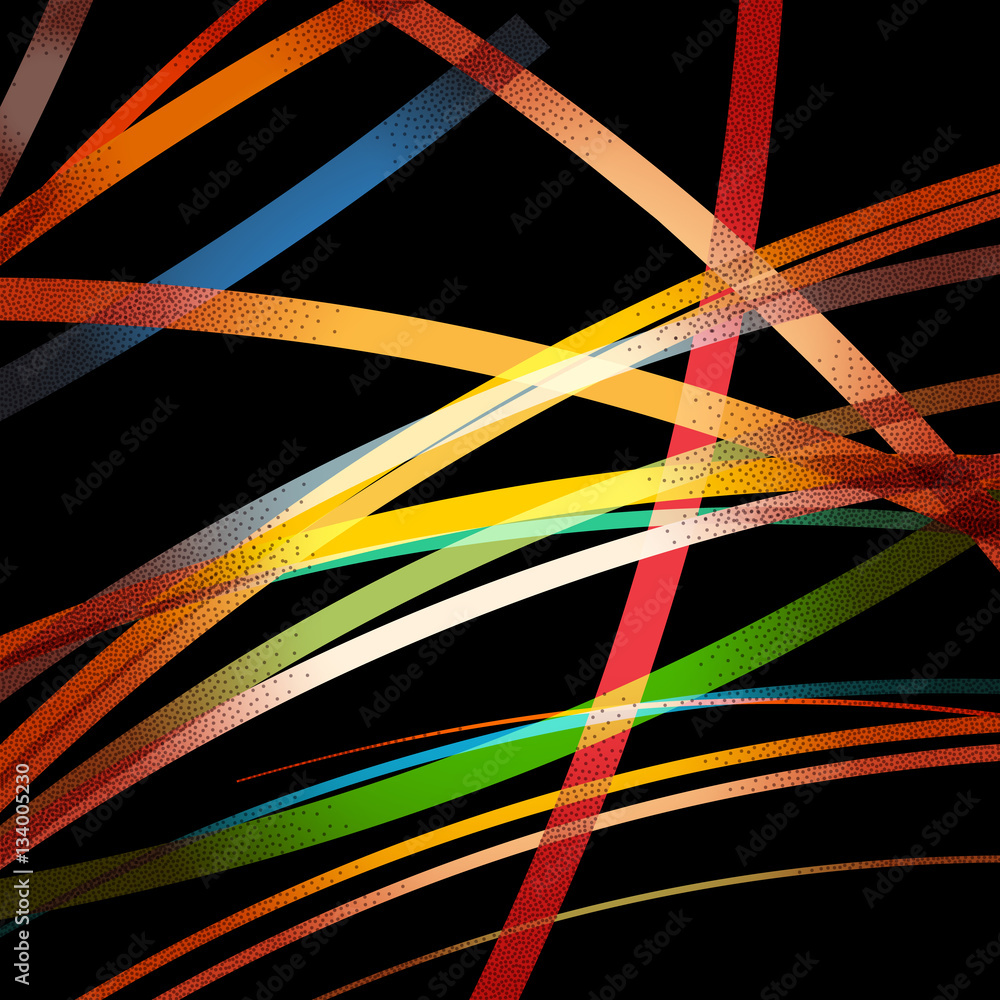 Poster abstract background with retro colorful lines and vintage dotwork shades