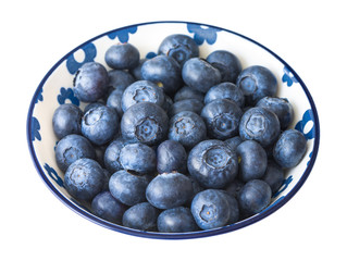 Fresh Blueberries in a Bowl Isolated on White