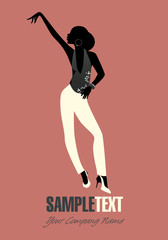 Fototapeta na wymiar Woman silhouette dancing jazz or latin music. Vector illustration