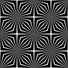 Abstract vector seamless op art pattern. Monochrome graphic black and white ornament. Striped optical illusion repeating texture. © sebos