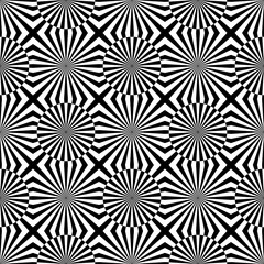 Abstract vector seamless op art pattern. Monochrome graphic blac © sebos
