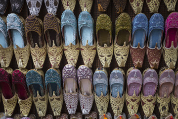 Shoes in arabian style, market of Dubai