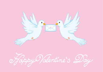 Happy Valentine's Day Peace Doves Greeting card with lettering