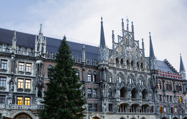 Fototapeta na wymiar Новогодняя ель на центральной площади Мюнхена