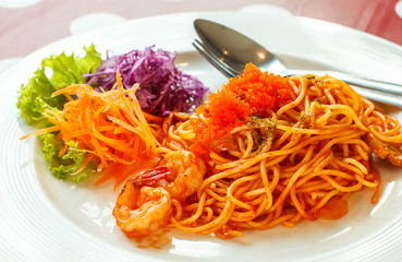 Spaghetti with prawn 