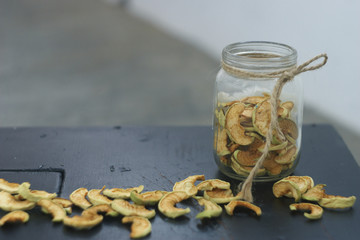 Dried apples in the bank
