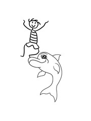 Fototapeta premium Young child balancing stunt trick jumping delfin cool design cute cute fun