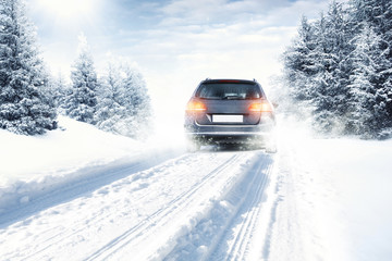 winter car and snow road 