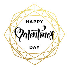 Happy Valentine day golden crystal greeting card