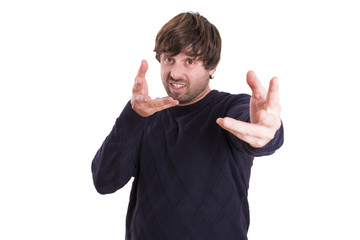 funny young man joking.