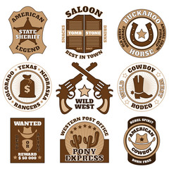 Vintage wild west badges on white background - 134009230
