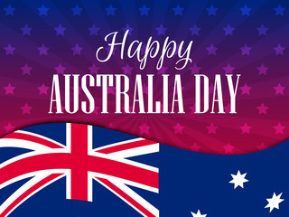 Obraz premium Happy Australia day 26 january. The text with the Australian flag. Vector illustration