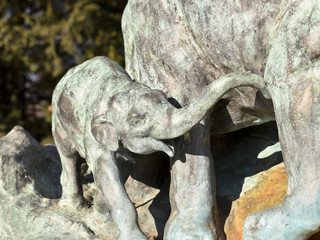 Fototapeta na wymiar Close up of a statue of a baby elephant
