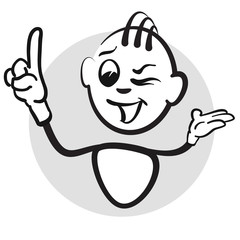 Strichmännchen Serie Emotionen - Fingerzeig oben