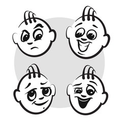 Strichmännchen Serie Emotionen - Jungs Gesichter