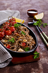 Buckwheat noodles with vegetables
